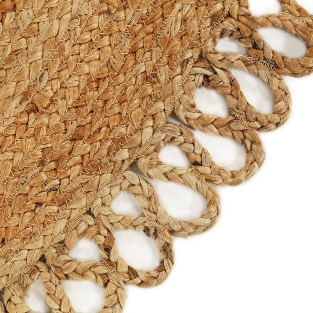  VidaXL Teppich Geflochten Mit Wellenrand 180 Cm Jute Rund