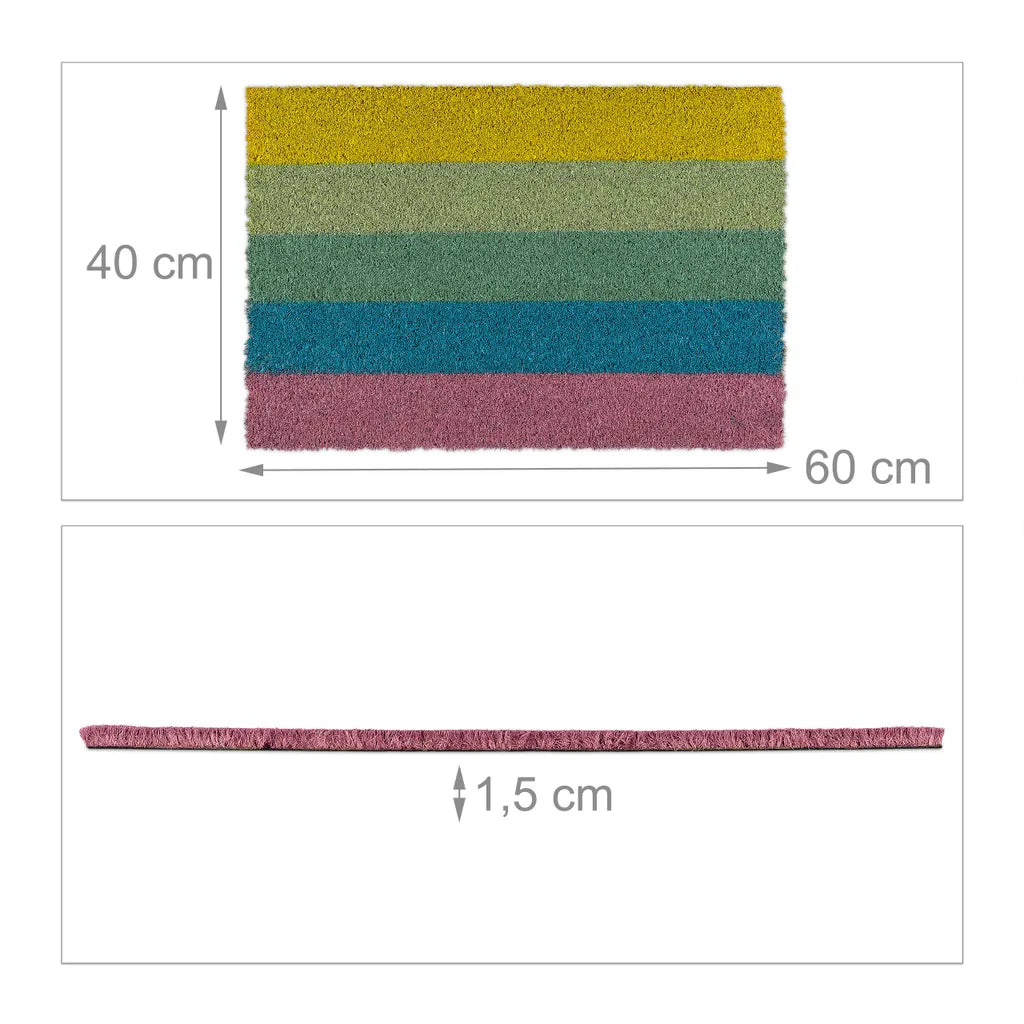  Relaxdays Fußmatte Kokos Regenbogen