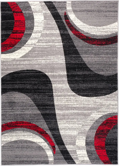  Teppich Wohnzimmer Kurzflor Modern - Geometrisch Muster - F844B-GRAY - Grau Grösse: 300 X 400 Cm
