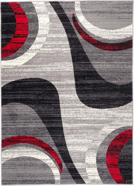  Teppich Wohnzimmer Kurzflor Modern - Geometrisch Muster - F844B-GRAY - Grau Grösse: 300 X 400 Cm