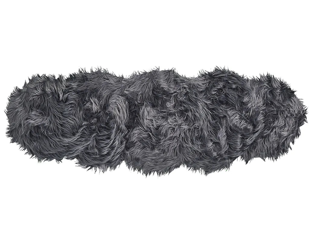  Kunstschaffell Teppich Grau 60 X 180 Cm Hochflor Fellform Pelzimitat Bettvorleger Überwurf Für Sofa Sessel Stühle Modern