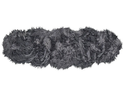  Kunstschaffell Teppich Grau 60 X 180 Cm Hochflor Fellform Pelzimitat Bettvorleger Überwurf Für Sofa Sessel Stühle Modern