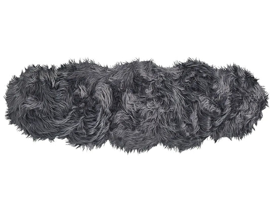  Kunstschaffell Teppich Grau 60 X 180 Cm Hochflor Fellform Pelzimitat Bettvorleger Überwurf Für Sofa Sessel Stühle Modern