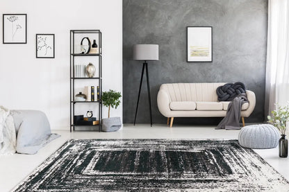  Kayoom - Kurzflor Teppich Rhodin 725 Schwarz / Weiß Grösse: 160cm X 230cm