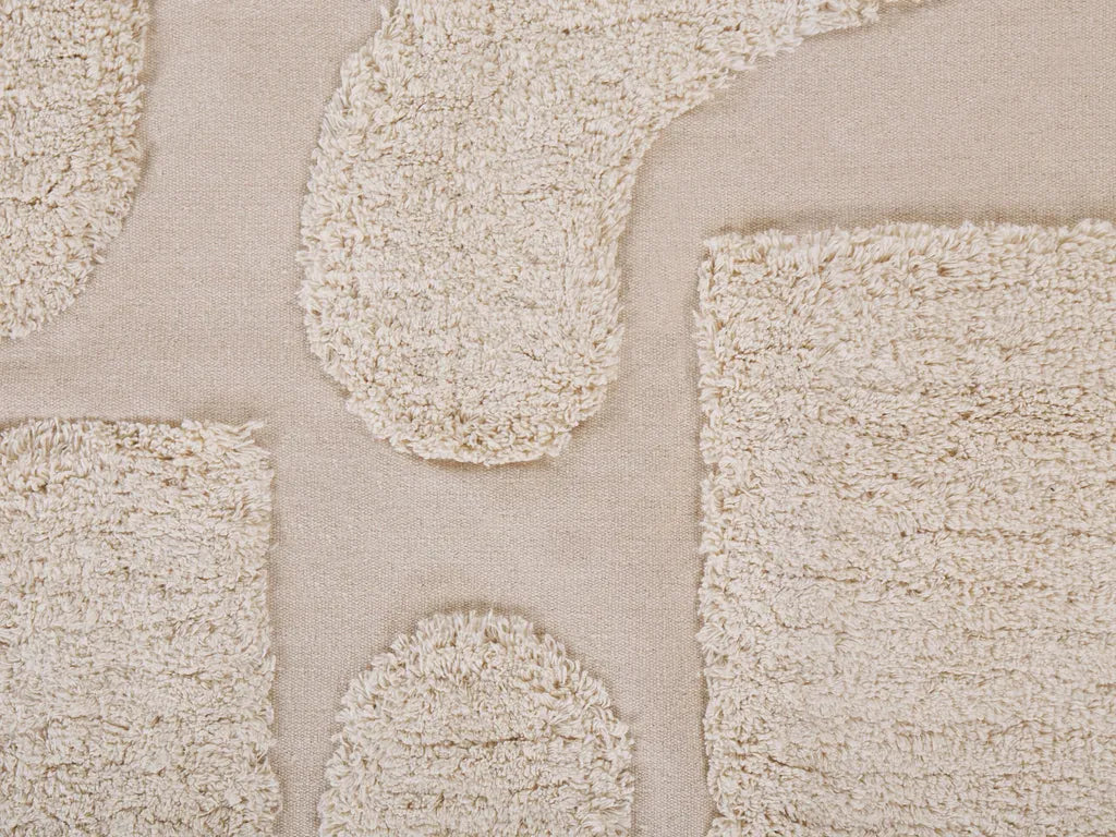  Teppich Beige Baumwolle Rechteckig 160 X 230 Cm Geometrisches Muster Getuftet Modern Weich Kurzhaar Kurzflor Wohn- Und Schlafzimmer