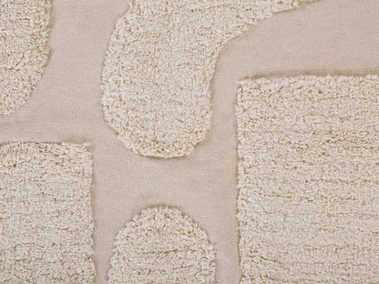  Teppich Beige Baumwolle Rechteckig 160 X 230 Cm Geometrisches Muster Getuftet Modern Weich Kurzhaar Kurzflor Wohn- Und Schlafzimmer