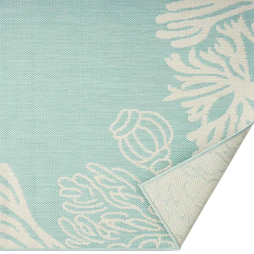  In- Und Outdoor Teppich Terrassen & Balkon Küche Teppich Meeres Design Muscheln Turkis, Farbe:Turkis, Maße:160x220 Cm