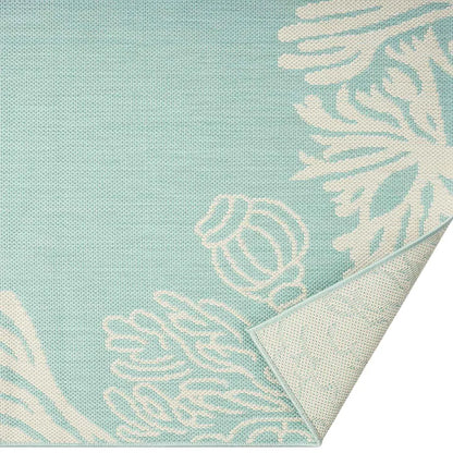  In- Und Outdoor Teppich Terrassen & Balkon Küche Teppich Meeres Design Muscheln Turkis, Farbe:Turkis, Maße:160x220 Cm
