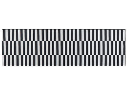  Teppich Läufer Schwarz / Weiß Stoff 60 X 200 Cm Rechteckig Mit Streifenmuster Geometrisch Rutschfest Modern Vorleger Flur Küche Schlafzimmer