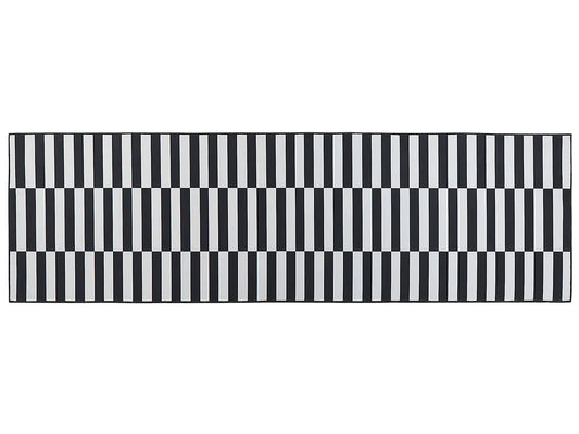  Teppich Läufer Schwarz / Weiß Stoff 60 X 200 Cm Rechteckig Mit Streifenmuster Geometrisch Rutschfest Modern Vorleger Flur Küche Schlafzimmer