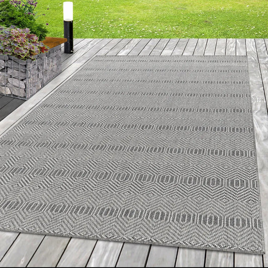  Indoor Outdoor Teppich Balkon Wasserfest Bordüre, 7mm , Größe:80 X 150 Cm, Farbe:Grau