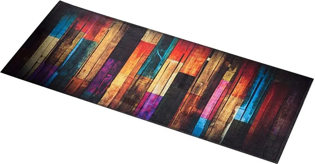  Teppich Läufer Flur Küche Rutschfest Waschbar Holzbrettmuster Bunter Modern Rutschfest Waschbar Vintage Kücheläufer Teppichläufer Polyester Meterware Anpassbar