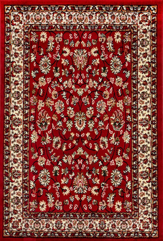  Orient Teppich Rot Beige Klassisch Dicht Gewebt Mit Ornament Und Blumenmotiven, Maße:240x340 Cm