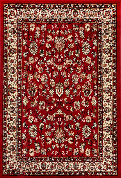  Orient Teppich Rot Beige Klassisch Dicht Gewebt Mit Ornament Und Blumenmotiven, Maße:240x340 Cm