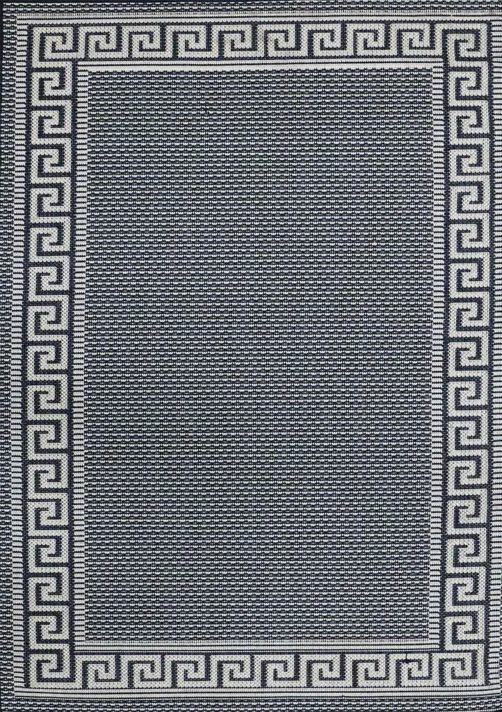  In- Und Outdoor Teppiche Flachgewebe Balkon Küche Bordüre Look In Blau & Turkis, Farbe:Blau, Maße:160x220 Cm