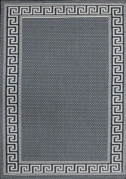  In- Und Outdoor Teppiche Flachgewebe Balkon Küche Bordüre Look In Blau & Turkis, Farbe:Blau, Maße:160x220 Cm