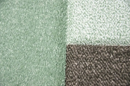  Teppich Wohnzimmerteppich Kurzflor Karo Pastell Grün Grau Mit Konturenschnitt Größe - 120x170 Cm