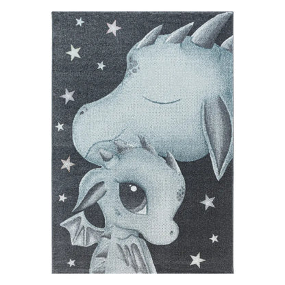  Kinderzimmerteppich,Kinderteppich,kurzflor,Drachen Baby,Weich,Farbe:Blau, Farbe:BLAU, Grösse:200 Cm X 290 Cm