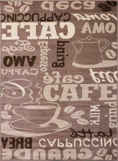  Küchenteppich Teppichläufer Coffee Modern Kaffee Design In Braun Beige Teppich Für Lounge Oder Küche, Maße:120x170 Cm