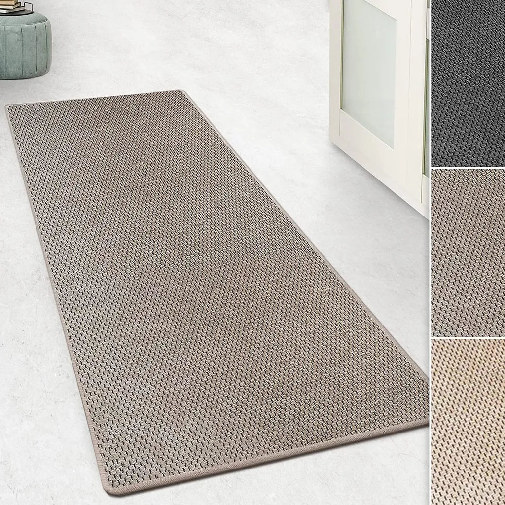  Teppich Läufer Kalkutta Sisaloptik Tiger-Eye-Design Wohnteppich Flurläufer Taupe 66x200 Cm