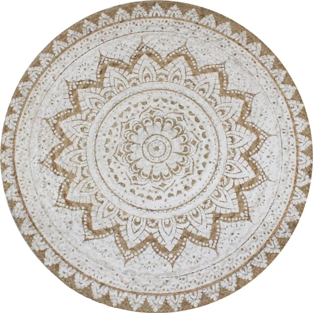  VidaXL Teppich Jute Geflochten Bedruckt 90 Cm Rund