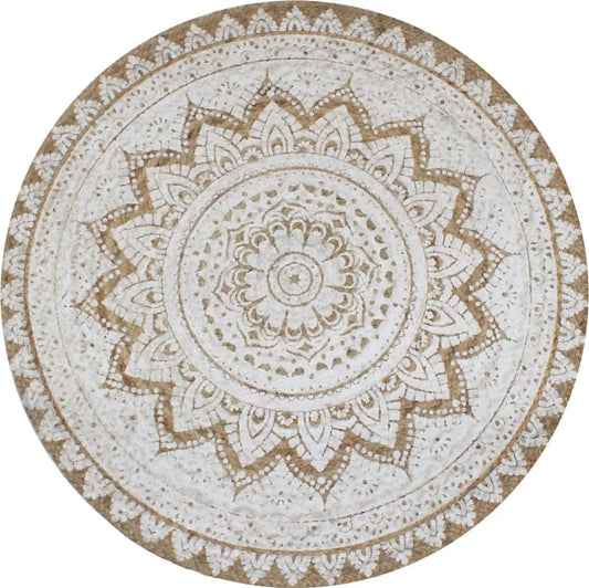  VidaXL Teppich Jute Geflochten Bedruckt 90 Cm Rund