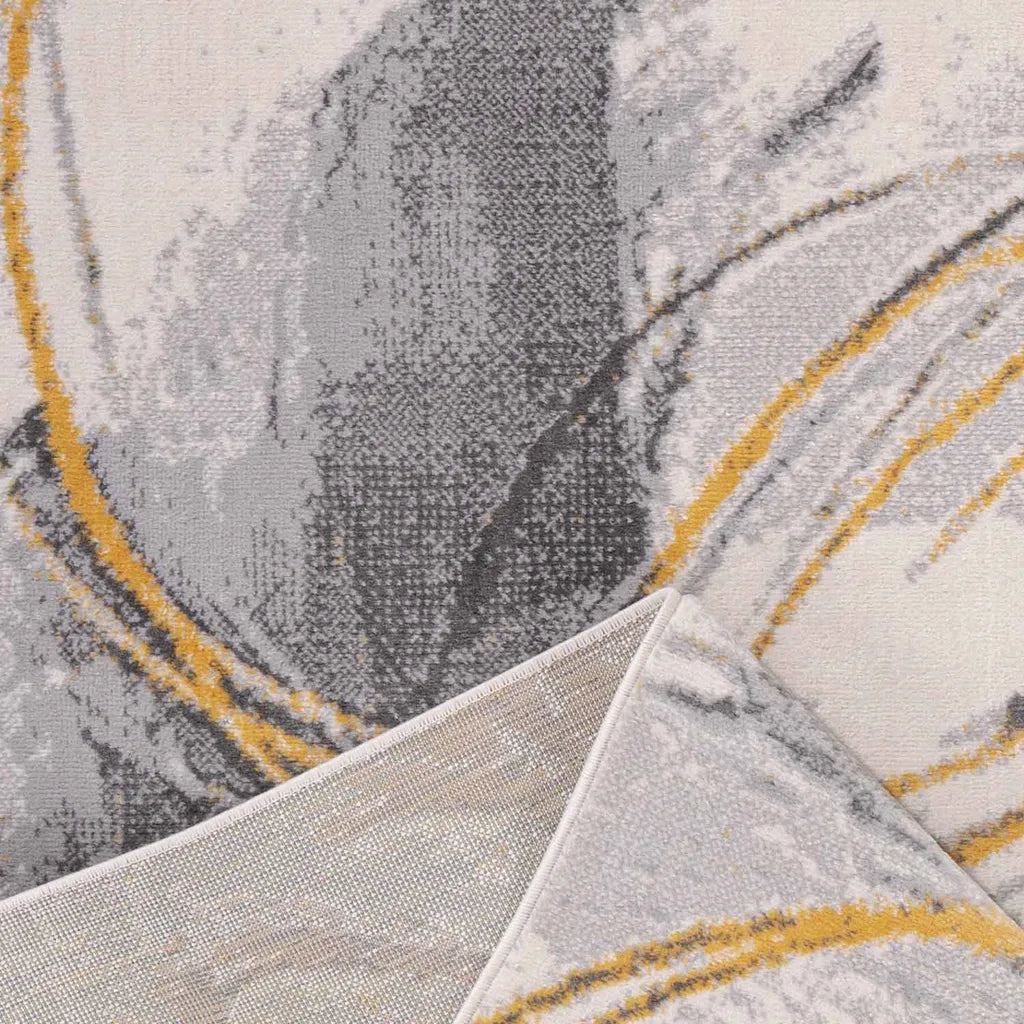  Teppich Wohnzimmer Schlafzimmer Flur Teppich Kreisel Muster Gelb, Maße:160x220 Cm