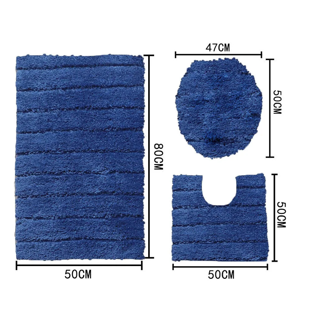  Topchances 3teilig Badezimmermatte Rutschfest Badematte Badteppich Badezimmerteppich Waschbar Duschmatten Weiche& Maschinenwaschbar Fußmatte Teppich Für Badezimmer (Blau)