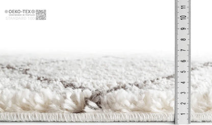  Wohnzimmer Shaggy Teppich Diamantmuster Super Soft Moderner Hochflor Teppich Weiss Grau, Grösse: 155x230cm
