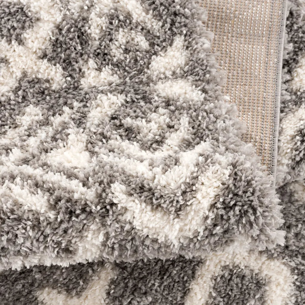  Teppich Wohnzimmer Shaggy Grau Creme Deko Schlafzimmer Hochflor Mit Fransen Flauschig, Größen:200 X 290 Cm
