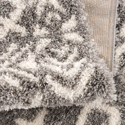  Teppich Wohnzimmer Shaggy Grau Creme Deko Schlafzimmer Hochflor Mit Fransen Flauschig, Größen:200 X 290 Cm
