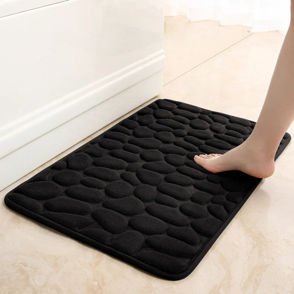  Rutschfeste Badematte Badteppiche 50 X 80 Cm, Badezimmerteppich Mit Memory Foam, Badezimmerteppich Duschvorleger Duschteppich Für Badewanne, Dusche, Badezimmer,Schwarz