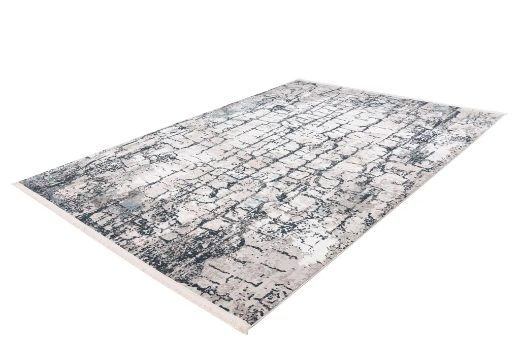  Kayoom - Hochflor Teppich Akropolis 125 Grau / Blau Grösse: 200cm X 300cm