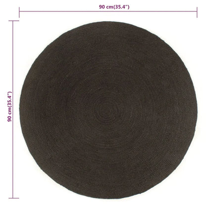  VidaXL Wendeteppich Geflochten Anthrazit Und Natur 90 Cm Jute Rund