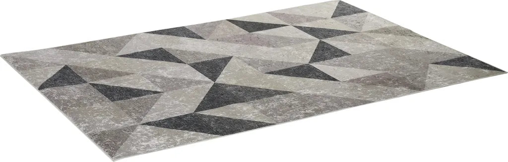  HOMCOM Teppich Im Trenddesign Moderner Teppich Mit Geometrischen Formen Für Wohnzimmer Schlafzimmer Küche Polyester Grau+Schwarz+Weiß 160 X 230 Cm