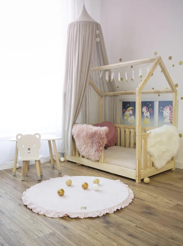  MeowBaby Baby Spielmatte Rund Mit Volant, Rosa