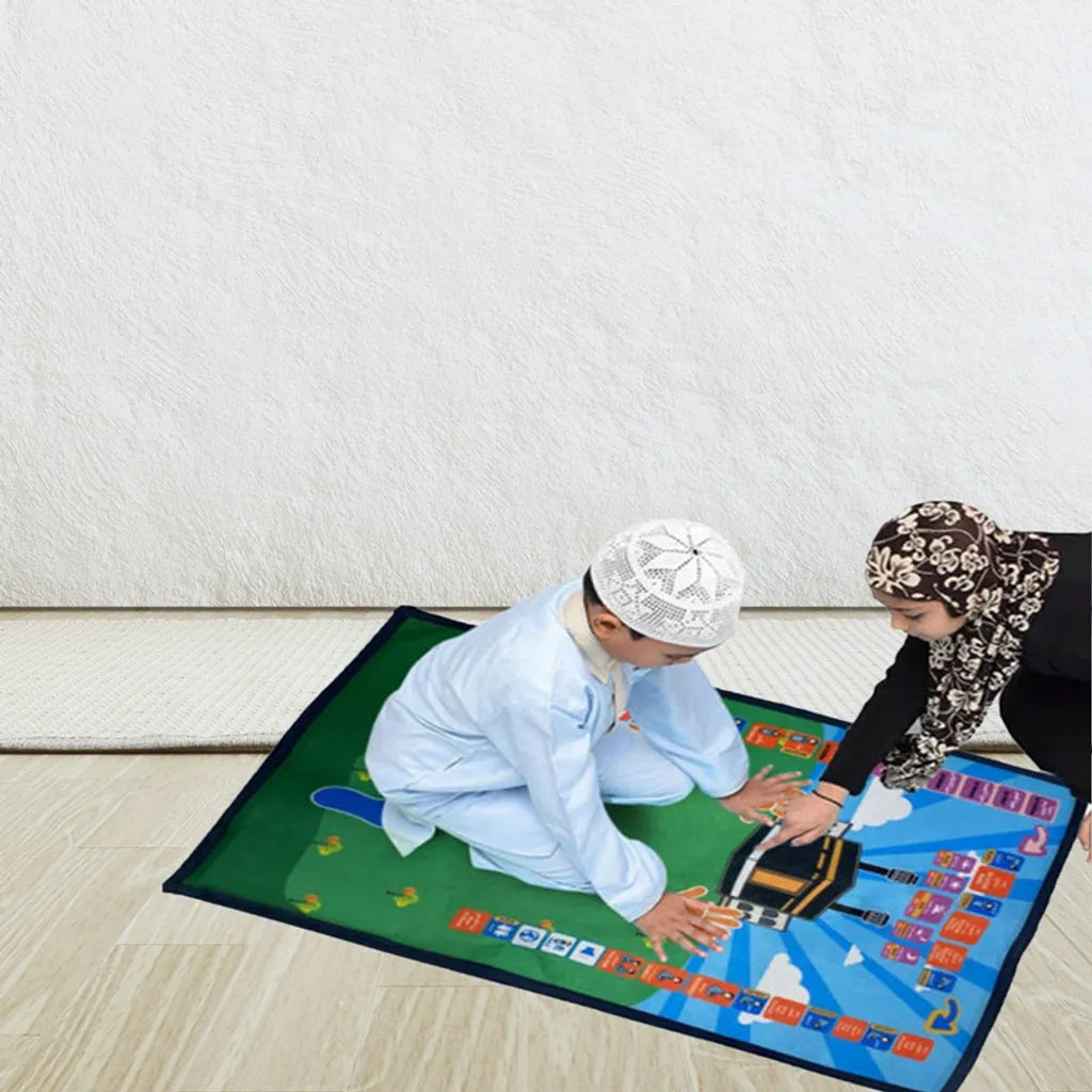  Ramadan Gebetsmatte Elektronischer Interaktiv Gebetsteppich Für Kinder Decke (Blau)