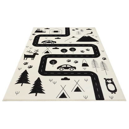  Kinderteppich Kurzflor Avenue Straße Creme Schwarz, Größe:120x170 Cm