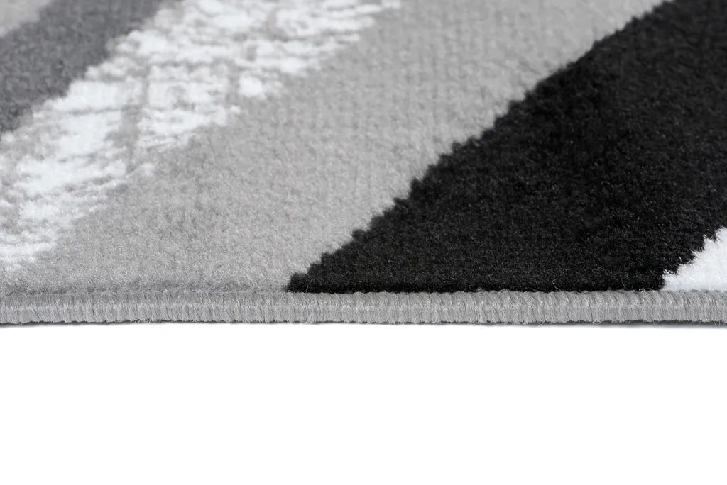  Läufer Teppich Meterware Flur Brücke Wohnzimmer Schlafzimmer Kurzflor Modern Design Meliert Grau Weiß Schwarz 80 X 190
