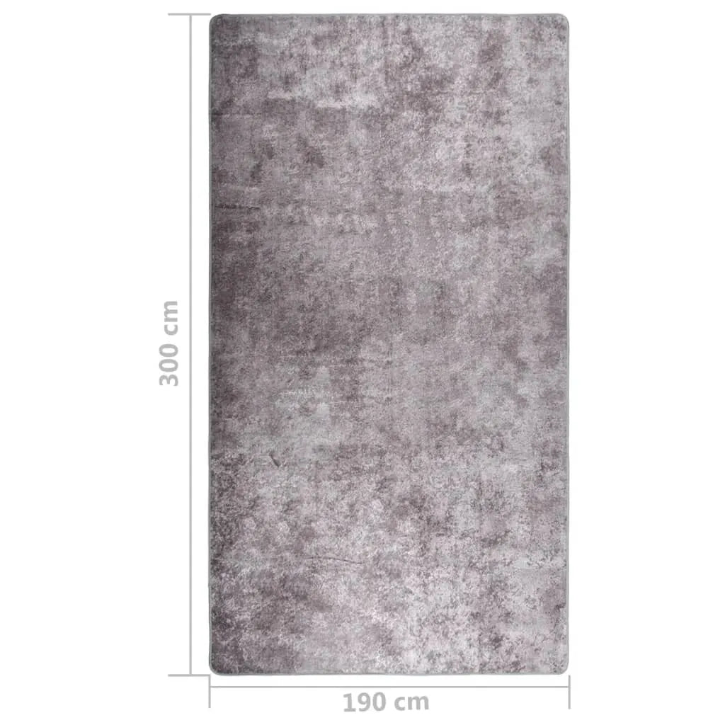  VidaXL Teppich Waschbar 190x300 Cm Grau Rutschfest