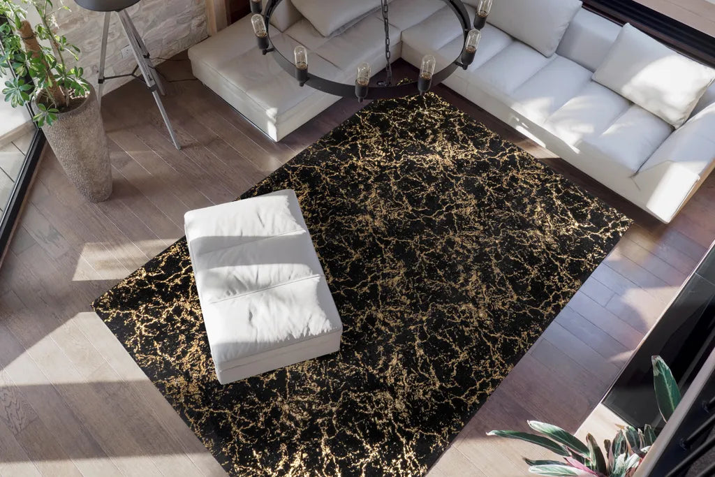 Kayoom - Hochflor Teppich Bijou 225 Schwarz / Gold Grösse: 80cm X 150cm