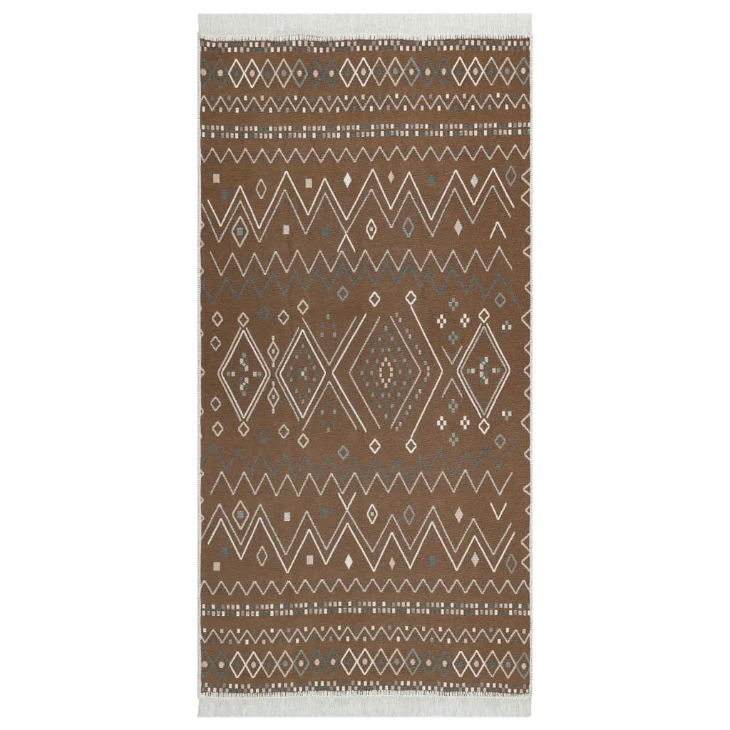  VidaXL Teppich Beige Und Blau 100x200 Cm Baumwolle