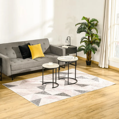  HOMCOM Teppich Im Trenddesign Moderner Teppich Mit Geometrischen Formen Für Wohnzimmer Schlafzimmer Küche Polyester Grau+Schwarz+Weiß 160 X 230 Cm