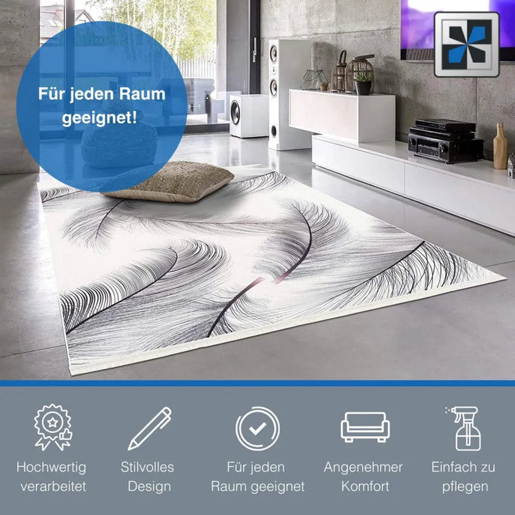  TEPPIA TEPPICH Wohnzimmer Teppich Schlafzimmer Teppich Premium-1714: Weiss / 180x280