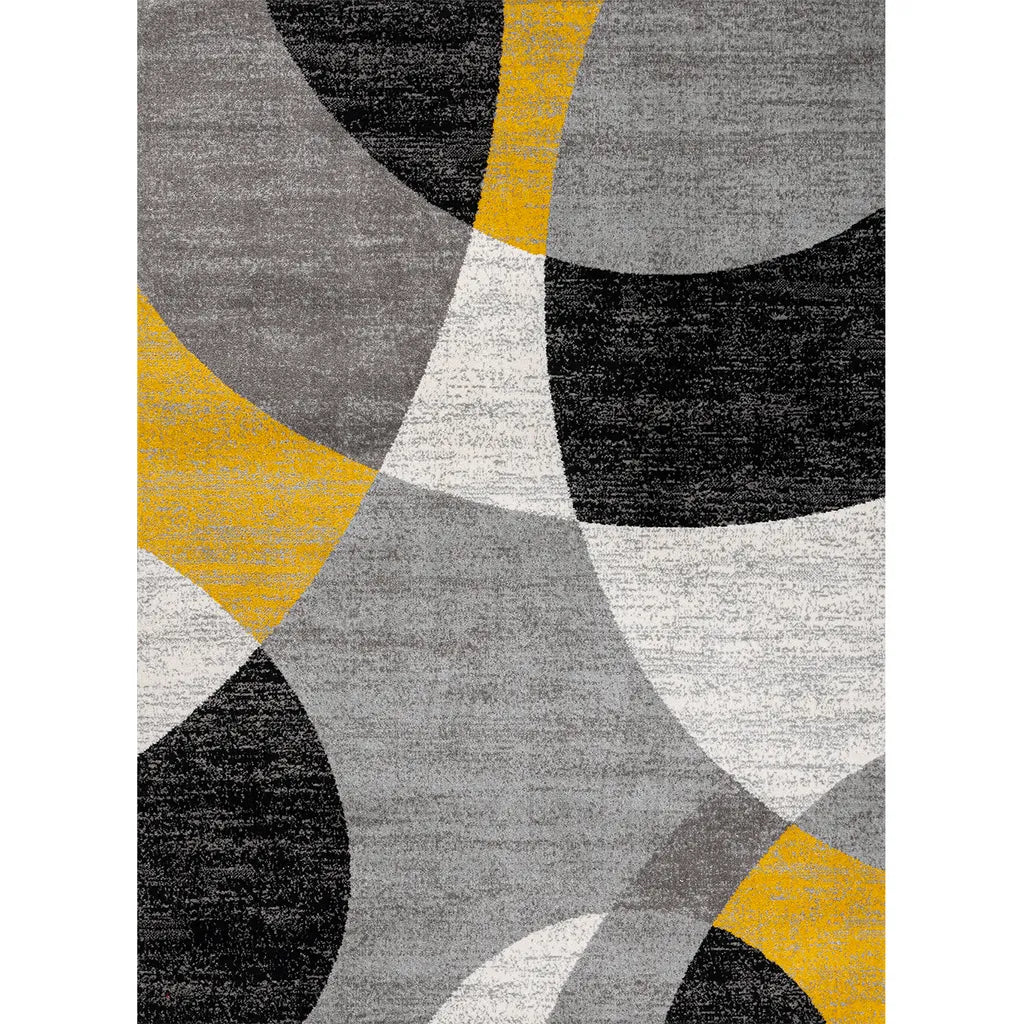  Wohnzimmer Schlafzimmer Teppich Geometrisches Kreis-Muster Meliert Gelb, Maße:120x170 Cm