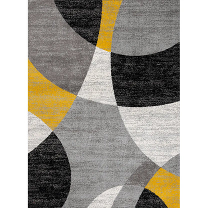  Wohnzimmer Schlafzimmer Teppich Geometrisches Kreis-Muster Meliert Gelb, Maße:120x170 Cm