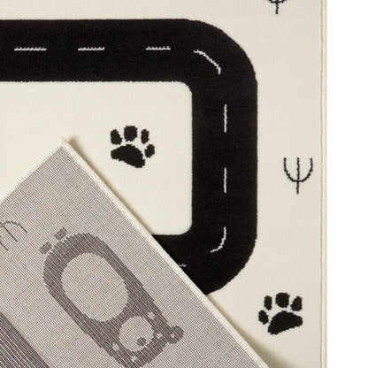  Kinderteppich Kurzflor Avenue Straße Creme Schwarz, Größe:120x170 Cm