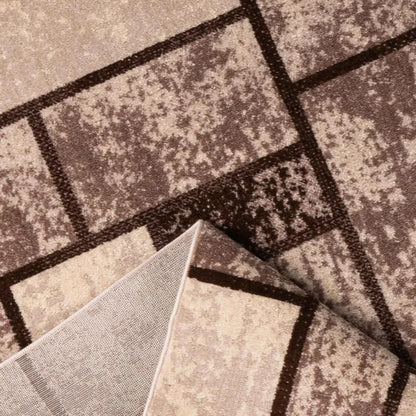  Moderner Teppich Wohnzimmer Geometrisches Muster Meliert In Beige & Braun, Maße:200x280 Cm