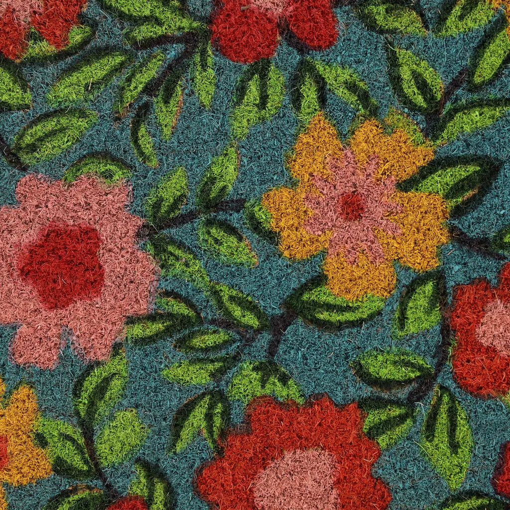  Relaxdays Fußmatte Kokos Blüten