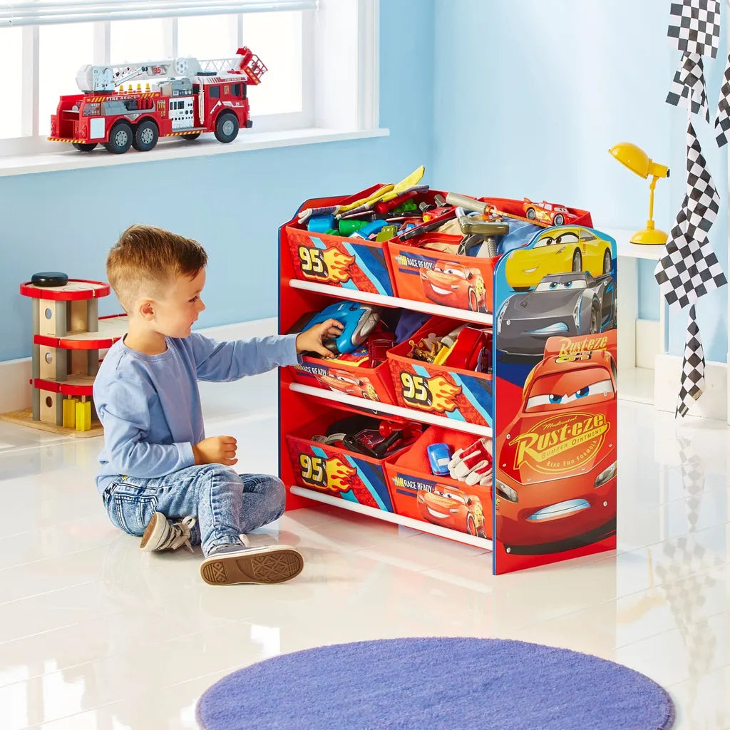 Worlds Appart Disney Cars - Regal Zur Spielzeugaufbewahrung Mit Sechs Kisten Für Kinder, 471CAA